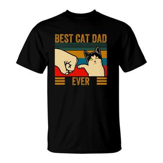 Mens Vintage Best Cat Dad Ever Men Bump Fit Fathers Day T-Shirt - Seseable