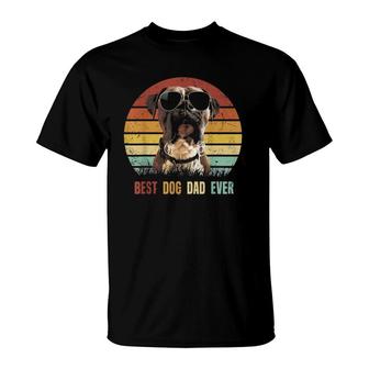 Mens Vintage Best Dog Dad Ever Boxer Dog Fathers Day Gifts T-Shirt - Seseable