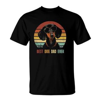 Mens Vintage Best Dog Dad Ever Dachshundfathers Day Gifts T-Shirt - Seseable