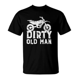 Mens Vintage Dirt Bike Gift For Dad Fathers Day Motocross Funny T-Shirt - Seseable