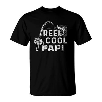 Mens Vintage Reel Cool Papi Fishing Dad Grandpa Gifts Fathers Day T-Shirt - Seseable