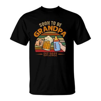 Mens Vintage Soon To Be Grandpa 2022 Fathers Day T-Shirt - Seseable
