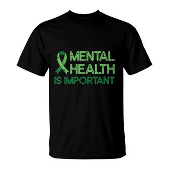 Mental Health Green Ribbon Anxiety Mental Health Awareness T-Shirt - Seseable