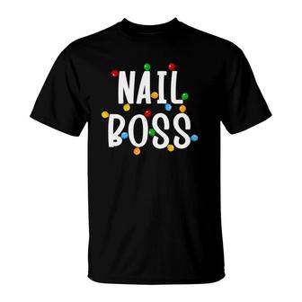 Mglm Nail Boss Christmas Light Merry Xmas Nail Polish Life T-Shirt | Mazezy UK