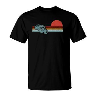 Monster Truck Vintage Retro Sunset Horizon Stripes Lines T-Shirt - Seseable