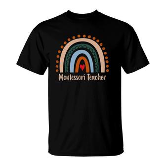 Montessori Teacher Boho Rainbow Back To School Appreciation T-shirt - Thegiftio UK