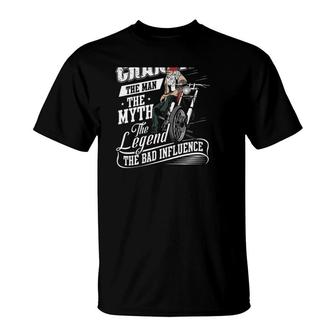 Motorcycle Grandpa The Man Myth Legend Bad Influence T-Shirt - Seseable