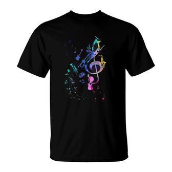 Music Notes Trumpet Guitar Musical Instrument Treble Clef T-Shirt