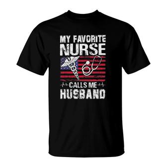 My Favorite Nurse Calls Me Husband American Flag T-Shirt - Seseable