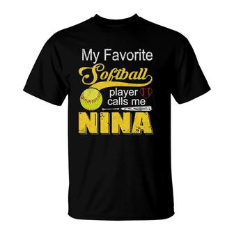 My Favorite Softball Player Calls Me Nina Mothers Day T-Shirt - Seseable
