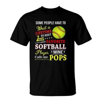 My Favorite Softball Player Calls Me Pops T-Shirt - Seseable