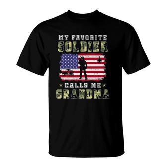 My Favorite Soldier Calls Me Grandma Proud Army Grandma T-Shirt - Seseable