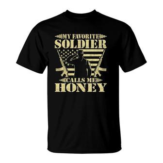 My Favorite Soldier Calls Me Honey Proud Military Wife Gifts T-Shirt - Seseable