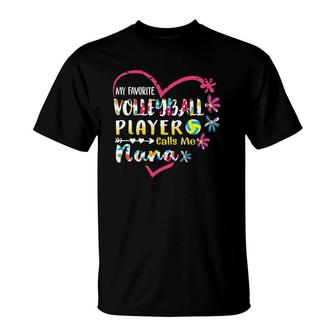 My Favorite Volleyball Player Calls Me Nana Floral Heart T-Shirt - Seseable