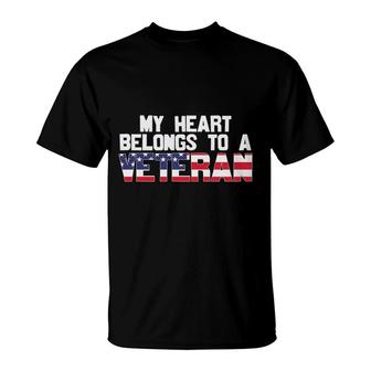 My Heart Belongs To A Veteran 2022 Usa Flag T-Shirt - Seseable