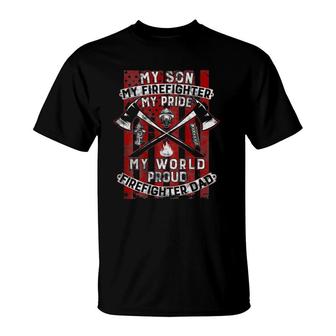 My Son My Firefighter Hero Proud Firefighter Dad Father T-Shirt - Seseable