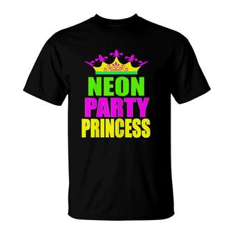 Neon Party Princess Girls Birthday Party T-Shirt - Seseable