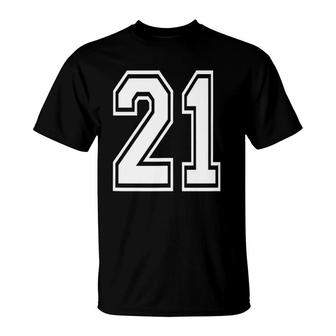 Number 21 21St Birthday Gift Numbered Jersey T-Shirt | Mazezy