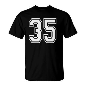 Number 35 Numbered Uniform Sports Jersey Team 35Th Birthday T-Shirt - Seseable