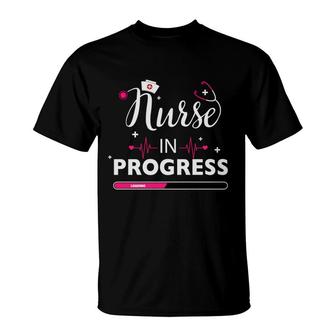 Nurse In Progress Nurses Day Pink Heartbeat T-Shirt - Seseable