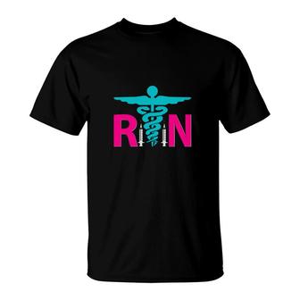 Nursing Practice Rn Nurse Blue And Pink T-Shirt - Seseable