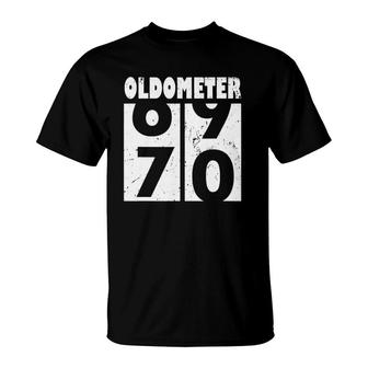 Oldometer 70 Funny 70Th Birthday Gift 69- 70 Years Old T-Shirt - Seseable