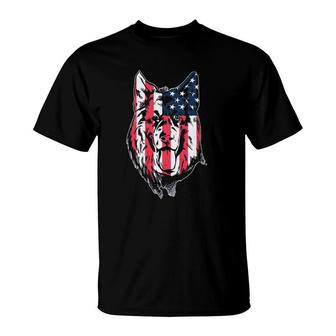 Patriotic German Shepherd American Flag Dog T-Shirt | Mazezy