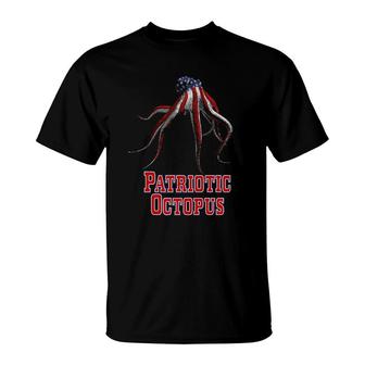Patriotic Octopus American Flag Vintage T-Shirt - Seseable