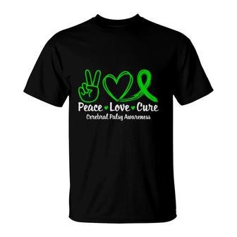 Peace Love Cure Fight Cerebral Palsy Awareness T-Shirt - Seseable