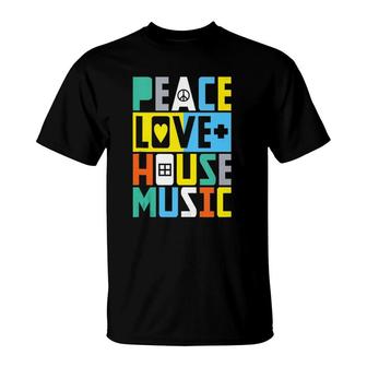 Peace Love Edm Print Techno Festival House Music T-shirt - Thegiftio UK