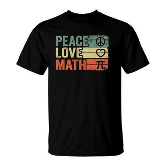 Peace Love Math Vintage Math Nerd Retro Funny Math Teacher T-Shirt - Seseable