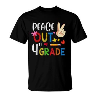 Peace Out 4Th Grade Goodbye School Hello Summer T-Shirt - Seseable