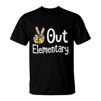 Peace Out Elementary Last Day Of School Elementary Grad T-Shirt - Seseable