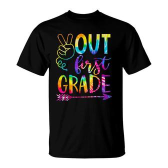 Peace Out First 1St Grade Happy Last Day Of School Tie Dye T-Shirt - Seseable
