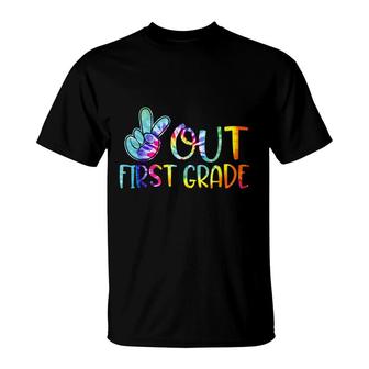 Peace Out First 1St Grade Happy Last Day Of School Tie Dye T-Shirt | Mazezy