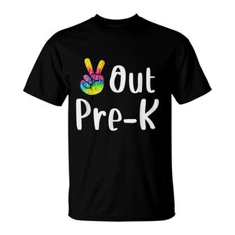 Peace Out Pre-K Tie Dye Graduation Class Of 2022 Virtual T-Shirt - Seseable