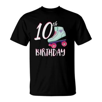 Pink Girl Roller Skate - 10 Years Old - 10Th Birthday T-Shirt | Mazezy