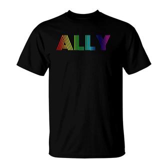 Pride Ally Gay Pride Month Lgbt Rainbow Flag T-Shirt - Seseable