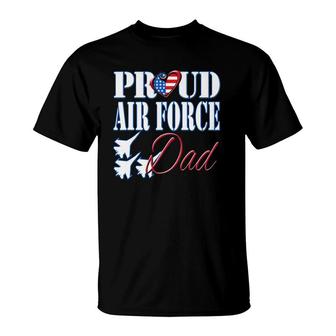 Proud Air Force Dad Us Heart Military Fathers Day Men T-Shirt - Seseable
