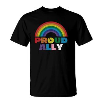 Proud Ally Lgbt Rainbow Gay Pride Month T-Shirt - Seseable