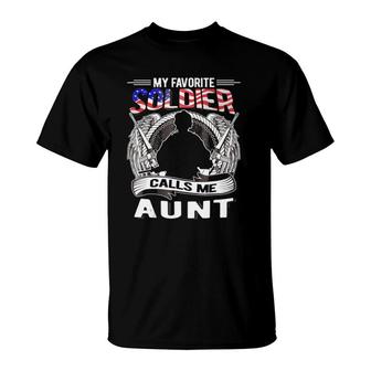 Proud Army Aunt My Favorite Soldier Calls Me Aunt Gift T-Shirt - Seseable