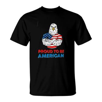 Proud To Be American Funny Bald Eagle Gift T-Shirt - Seseable
