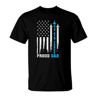 Proud Us Air Force Dad Rocket America Flag Fathers Day Gift T-Shirt - Seseable