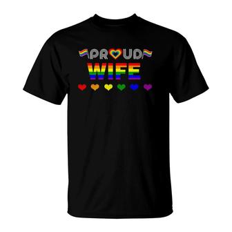 Proud Wife Rainbow Lgbt Gay Pride Month Lgbt T-Shirt - Seseable