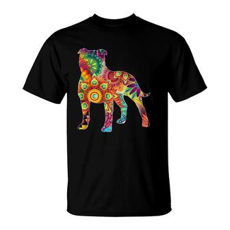 Psychedelic Trippy American Staffordshire Bull Terrier Lover T-Shirt | Mazezy