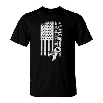 Puple Up Month Of The Military Child American Flag Kids T-Shirt | Mazezy CA