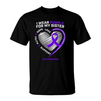 Purple Ribbon Gifts Men Women Warrior Sister Lupus Awareness T-Shirt - Seseable