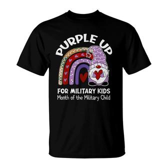 Purple Up For Military Kids Military Child Month Gnome T-Shirt - Seseable