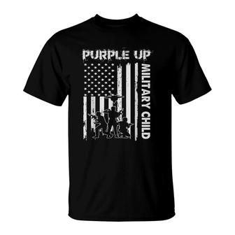 Purple Up For Military Kids Month Of Military Child Flag T-Shirt - Seseable