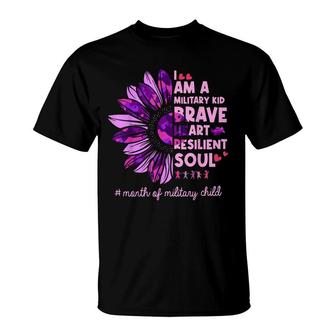 Purple Up For Military Kids Sunflower Military Child Month T-Shirt - Seseable